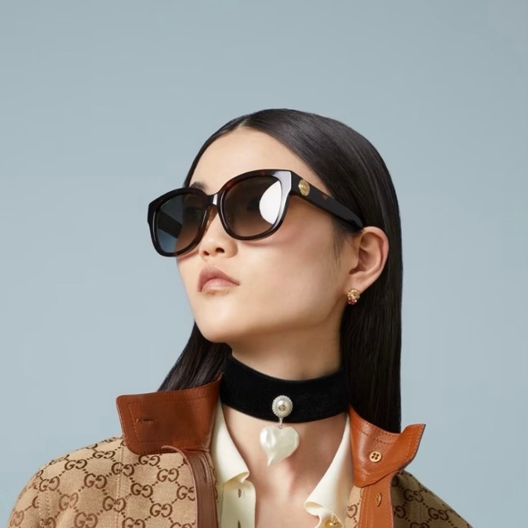 NEW GUCCI GG1409SK 002 HAVANA BROWN ROUND WOMEN GUCCI SUNGLASSES
